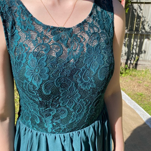 Pretty Party dress. Green hi-low dress, women’s size Medium (6/8) - Picture 7 of 12